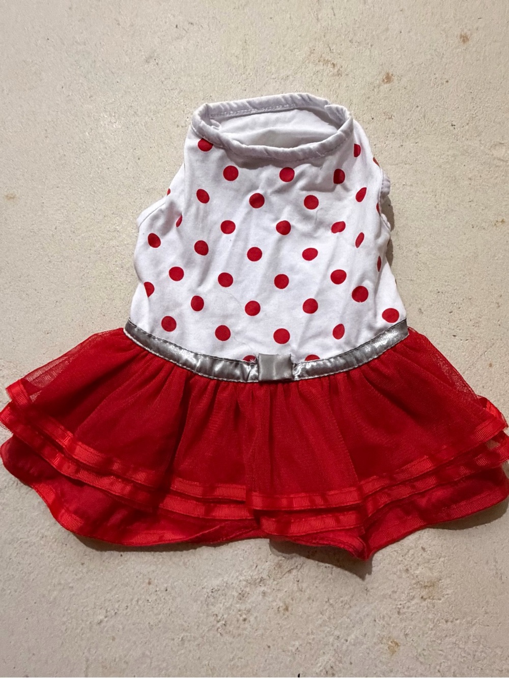 White & Red Polka Dot Tulle Dress for dog